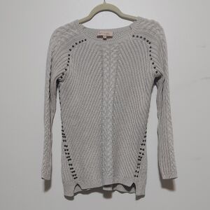 Philosophy Light Gray Sweater with Studded Accents
